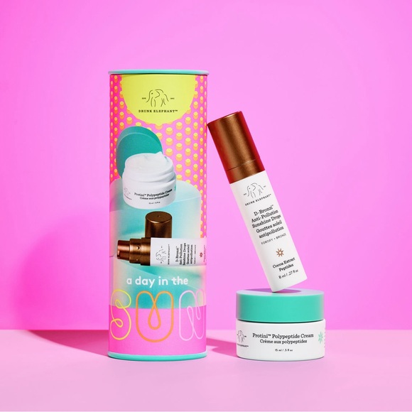 DRUNK ELEPHANT A DAY IN THE SUN 2-Pc Mini Set w/Protini Cream+D-Bronzi Drops NIB - Picture 3 of 5